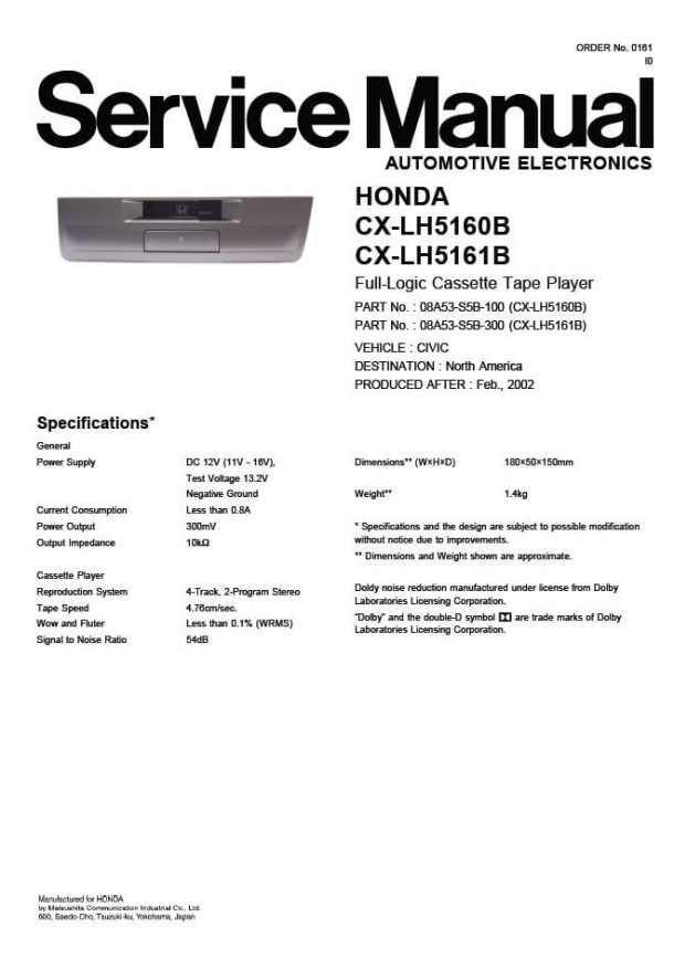 CX-LH5160B, CX-LH5161B_Honda
